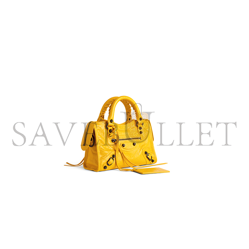 BALENCIAGA WOMEN'S LE CITY BAG MINI IN MARGE YELLOW 8657632ACFH7014 (24*16*9cm)